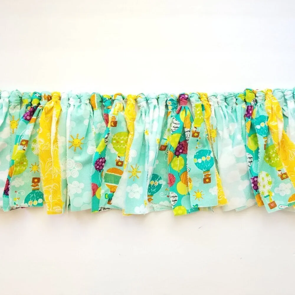 Fabric Banner Wall Hanging | Cubicle Decor, Fabric Garland | Hot Air Balloon | 7